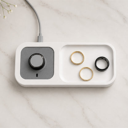 Bandsmith Oura Ring charger holder with storage tray for stacking rings