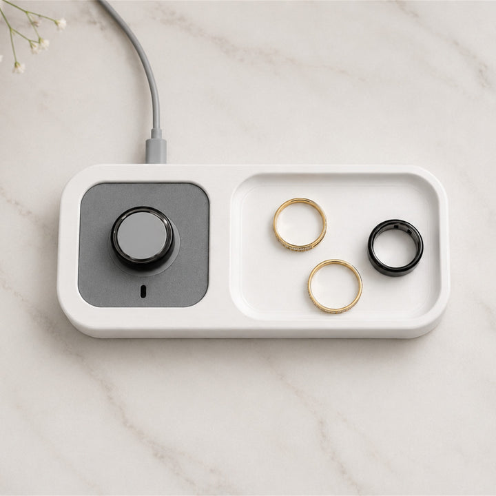Bandsmith Oura Ring charger holder with storage tray for stacking rings