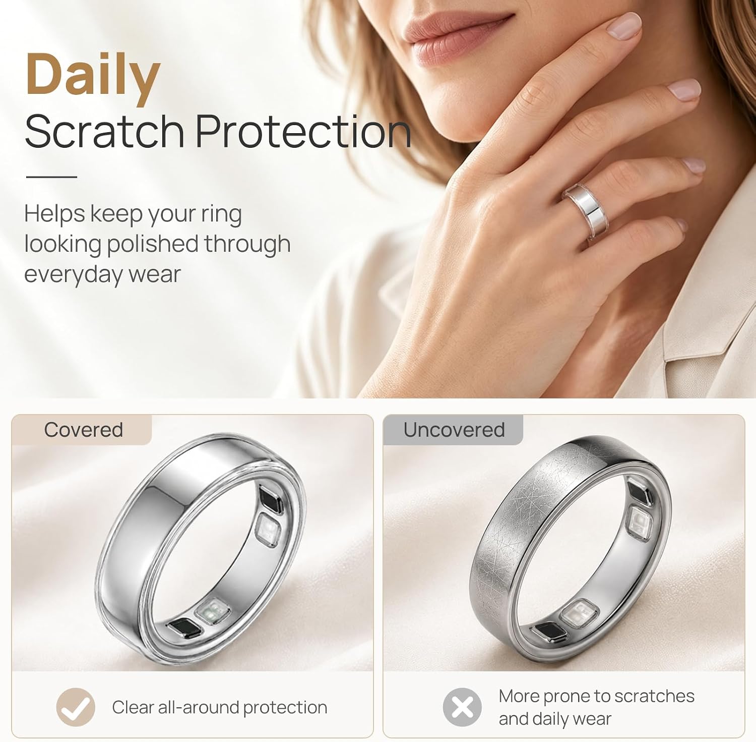 Clear TPU cover helping protect Oura Ring 5 from everyday scratches