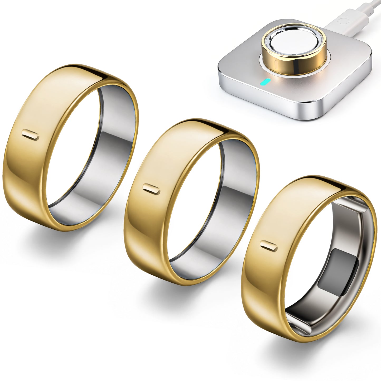 Three gold-tone metallic TPU covers for Oura Ring 5