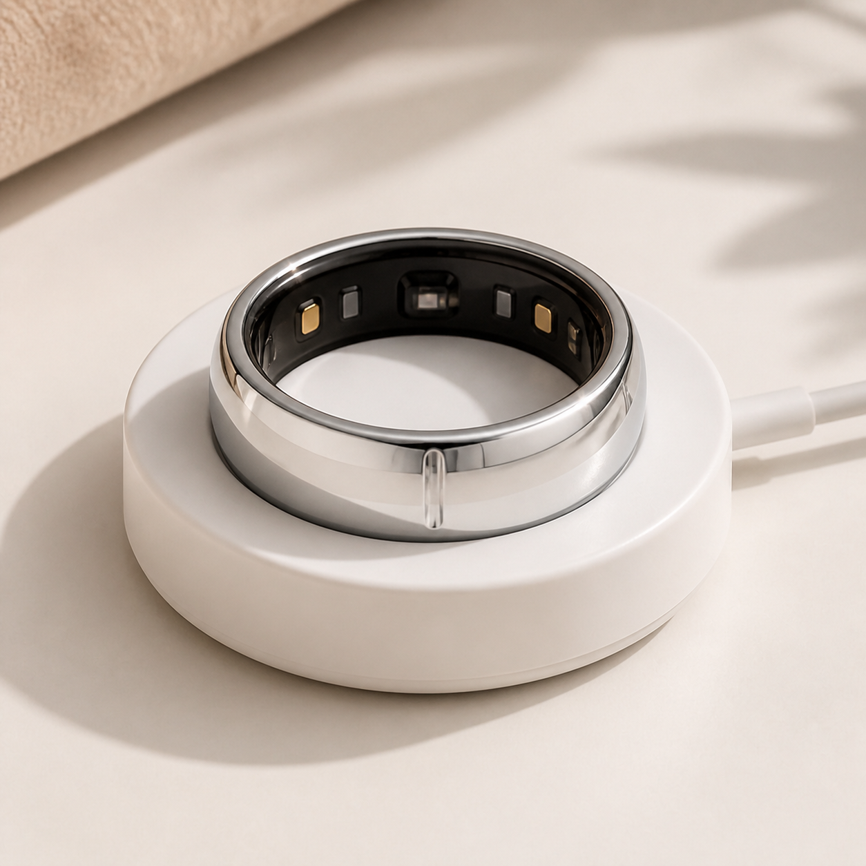 Metallic TPU Oura Ring cover charging without removal